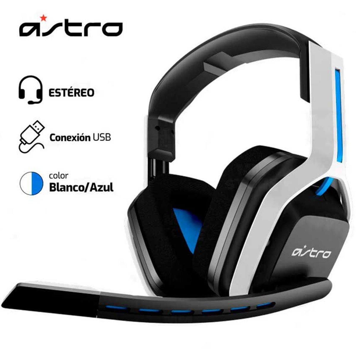 ASTRO - AUDIFONO ASTRO A20 INALAMBRICO ESTEREO BLANCO AZUL
