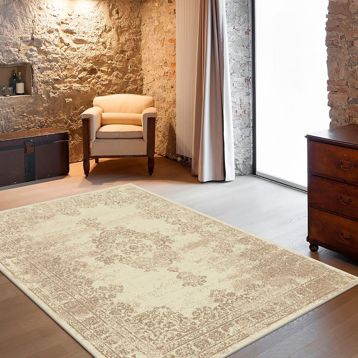 GENERICO - Alfombra Rectangular Aladin Creme 160 x 225cm
