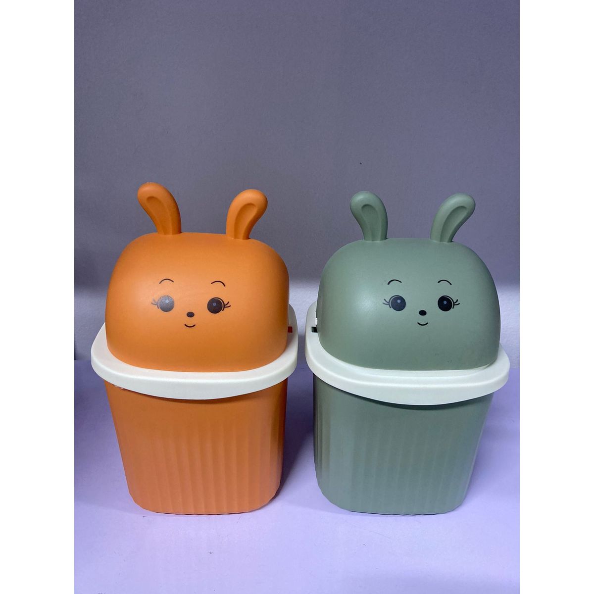 GENERICO - SET MINI TACHO BASURERO PAPELERO KAWAI CONEJITO PARA OFICINA