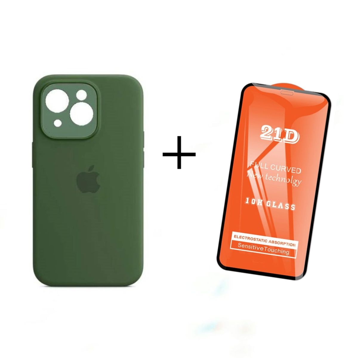 CASE - Case Silicona Para Iphone XR Con PCamara Verde + Mica de Vidrio