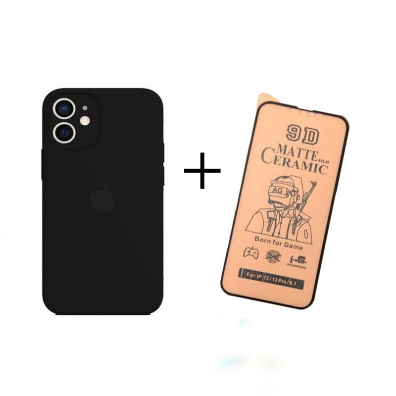 CASE - Case Silicona Para Iphone 11 Con PCamara + Mica Ceramica Matte - Negro