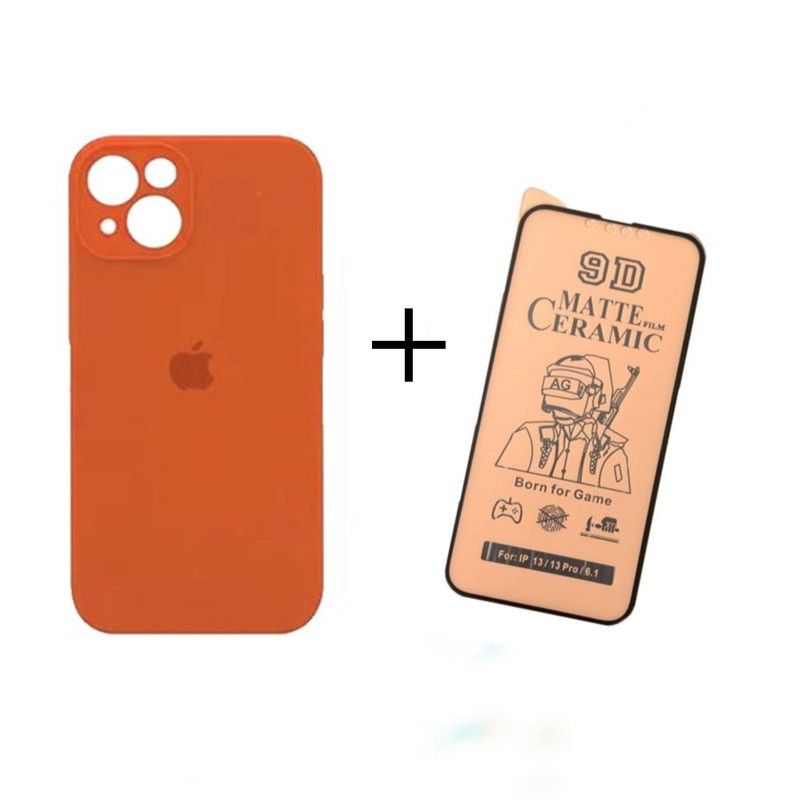 CASE - Case Silicona Para Iphone 11 Con P/Camara + Mica Ceramica - Naranja