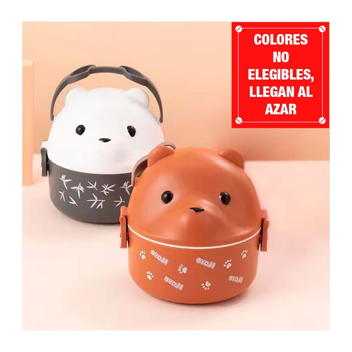 GENERICO - TAPER FIAMBRERA PORTÁTIL 2NIVELES BENTO PANDAPARDO LONCHERA - OSO-M-N