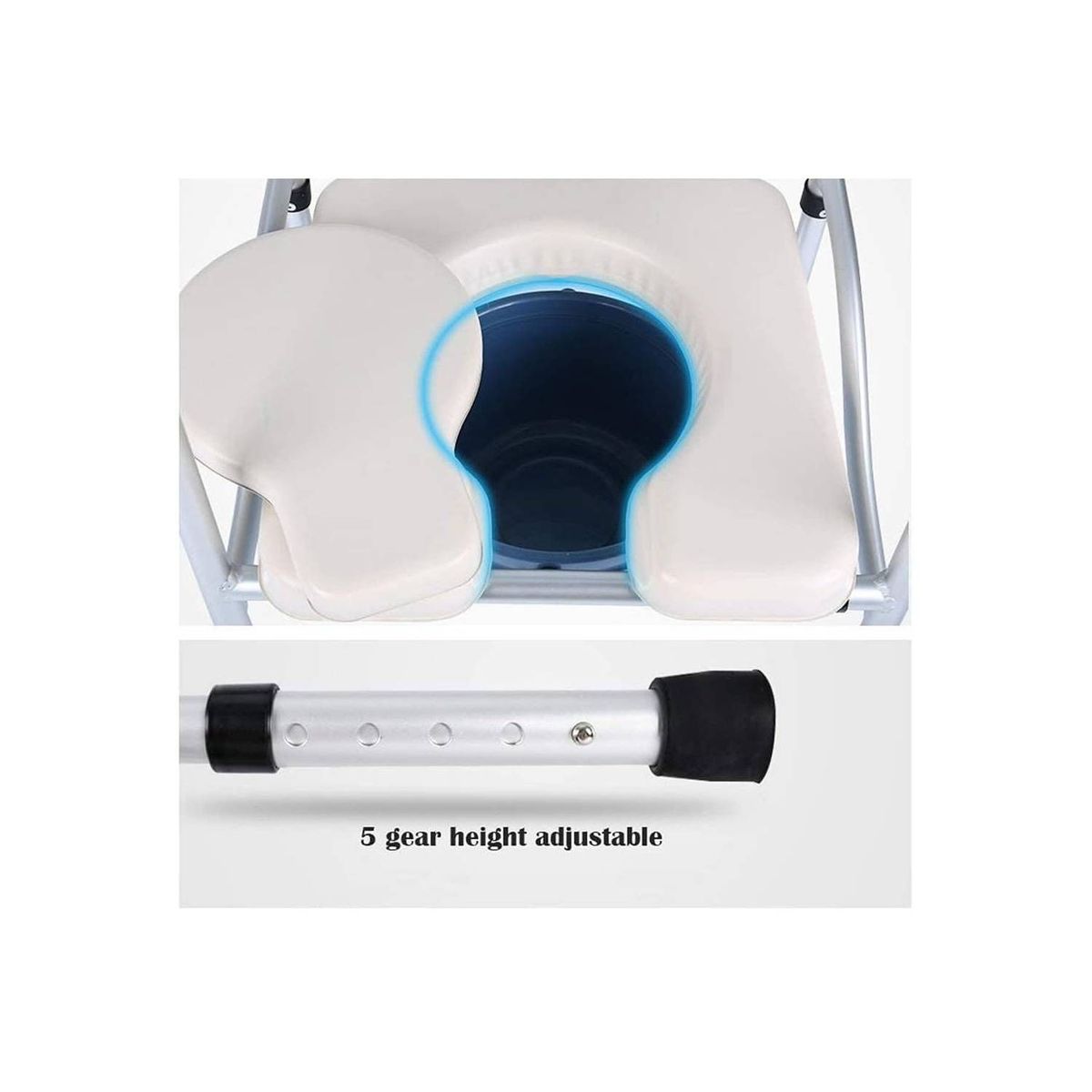 GENERICO - Silla sanitaria acolchado baño portátil aluminio