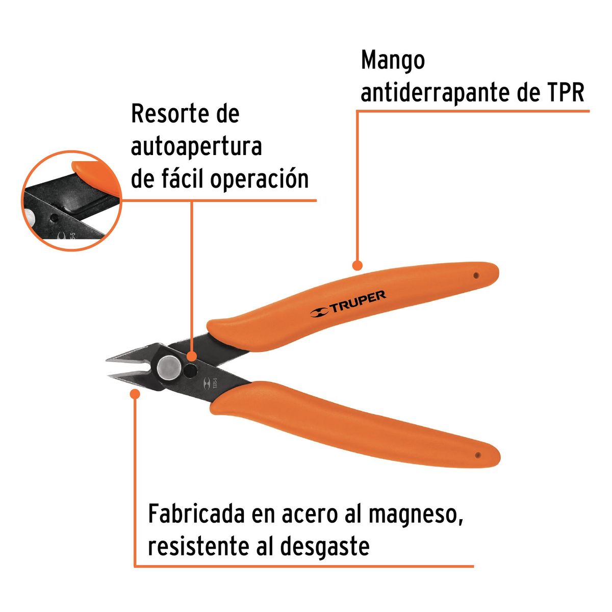 TRUPER - Alicate 5" (13cm) Corte para Electrónica 17314 Truper