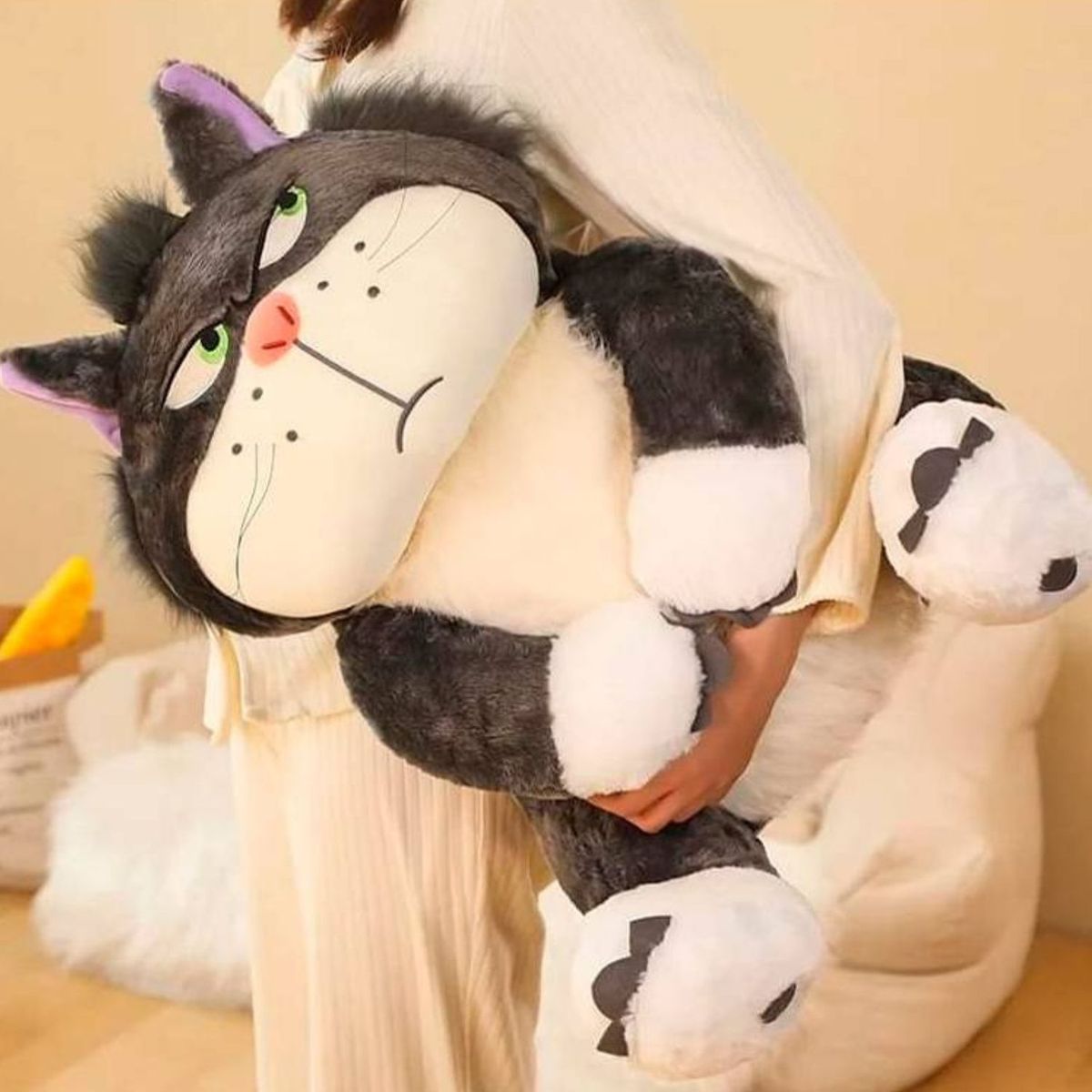 GENERICO - Peluche Gato Lucifer 45cm - Gato Kawaii Enfadado Cenicienta