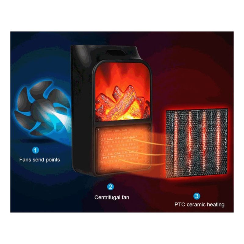 ROHS - Calefactor Portatil  con Control Flame Heater 1000W