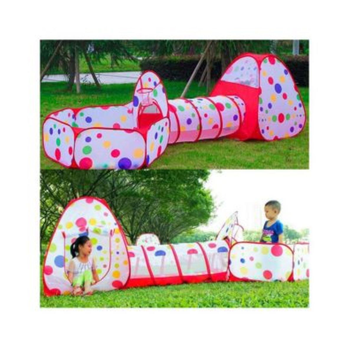 GENERICO - Piscina de pelotas túnel niños portátil 3 en 1+100 Pelotas