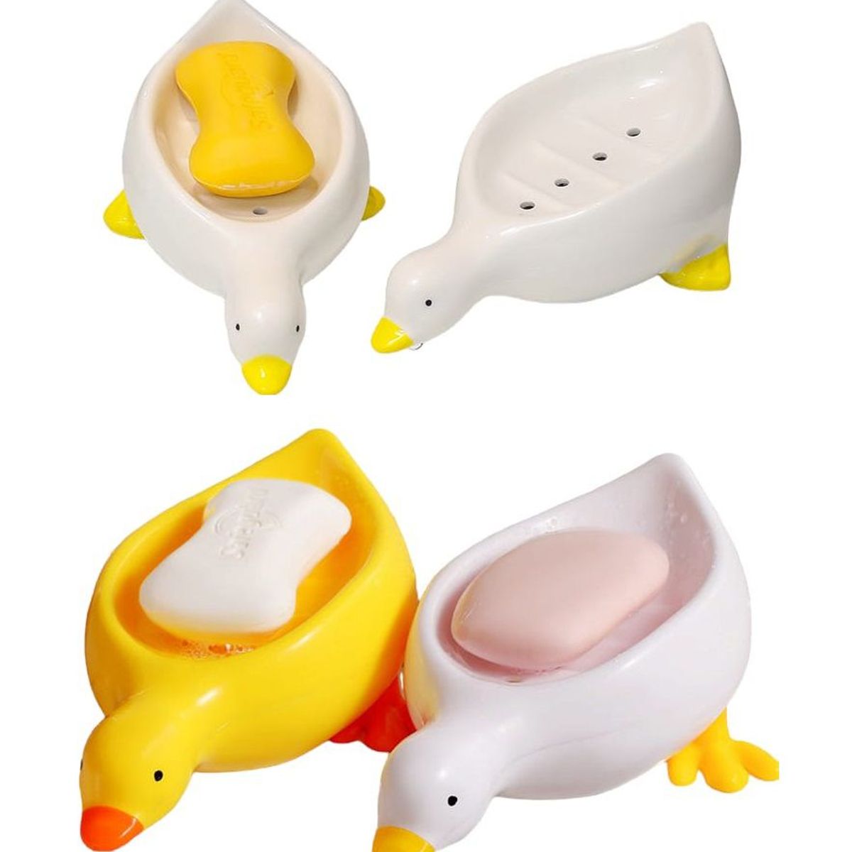 GENERICO - Jabonera porta jabon con drenaje patito 1 par