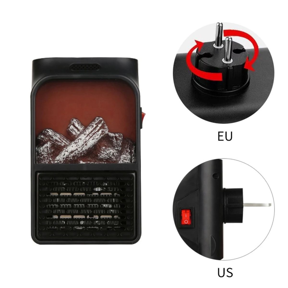 ROHS - Calefactor Electrico 3D Flame Heater de 900 Watts