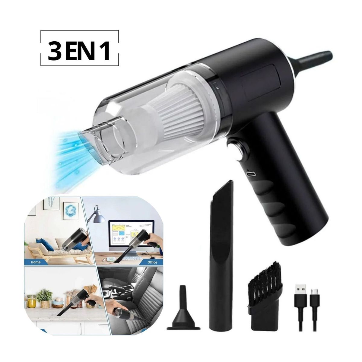 OEM - Mini Aspiradora Portátil  Recargable 3 en 1 -  Casa Carro