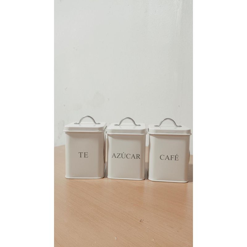 GENERICO - Set De Contenedor De Cocina Metal Color Hueso Estilo Minimalista