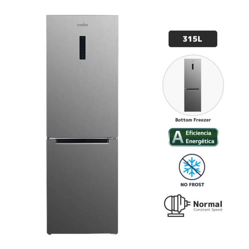 MABE - Refrigeradora MABE RMB315PTPRO0 Bottom Freezer No Frrost 315 Litros