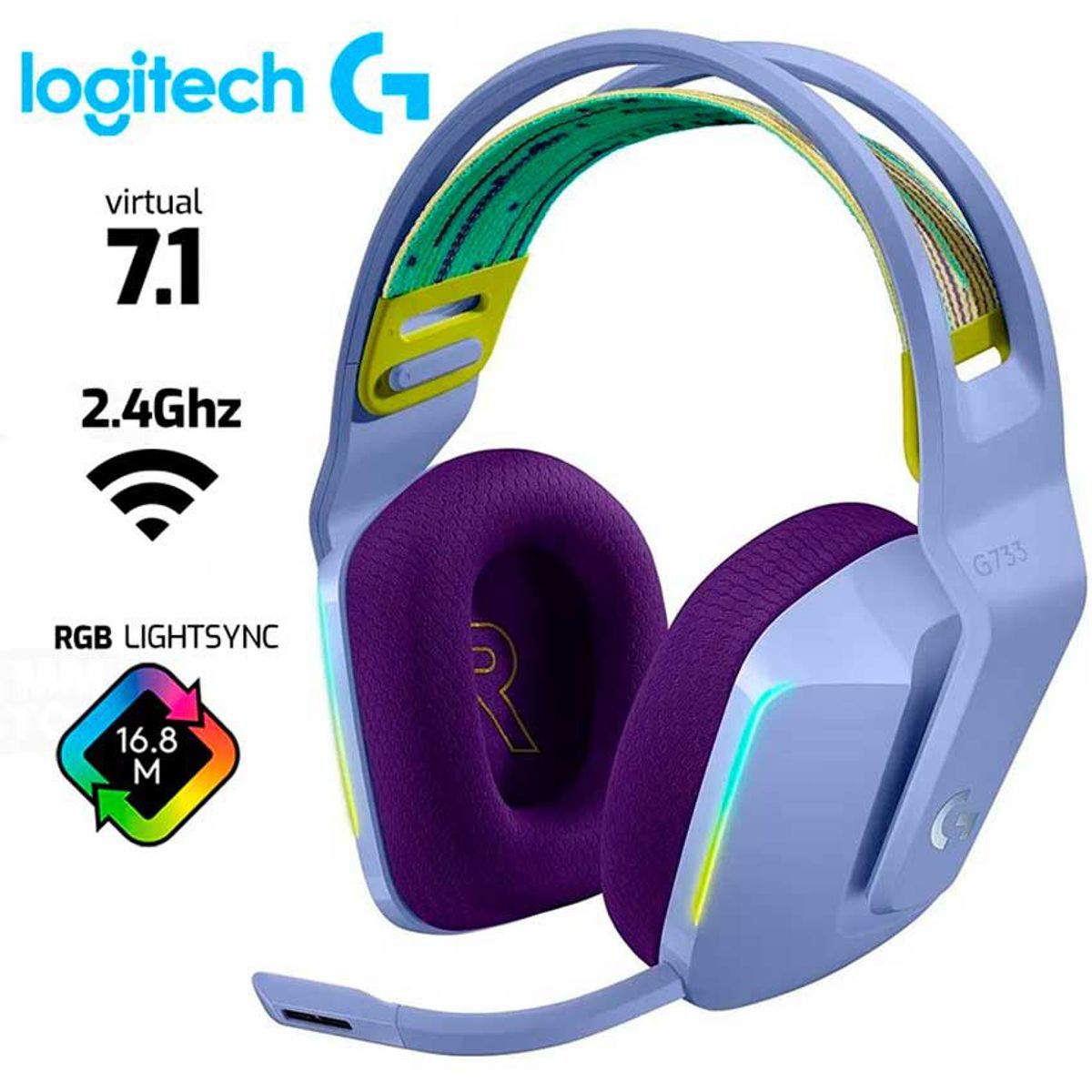 LOGITECH - AUDIFONO LOGITECH G733 INALAMBRICO RGB Lila