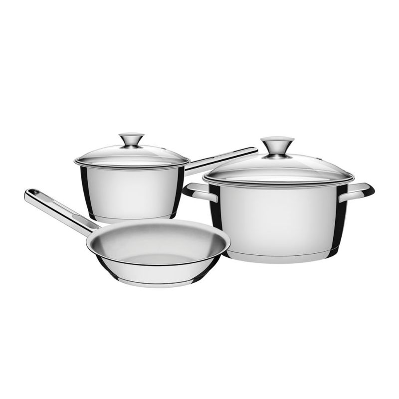 TRAMONTINA - Juego de Ollas Allegra de acero inoxidable con fondo triple