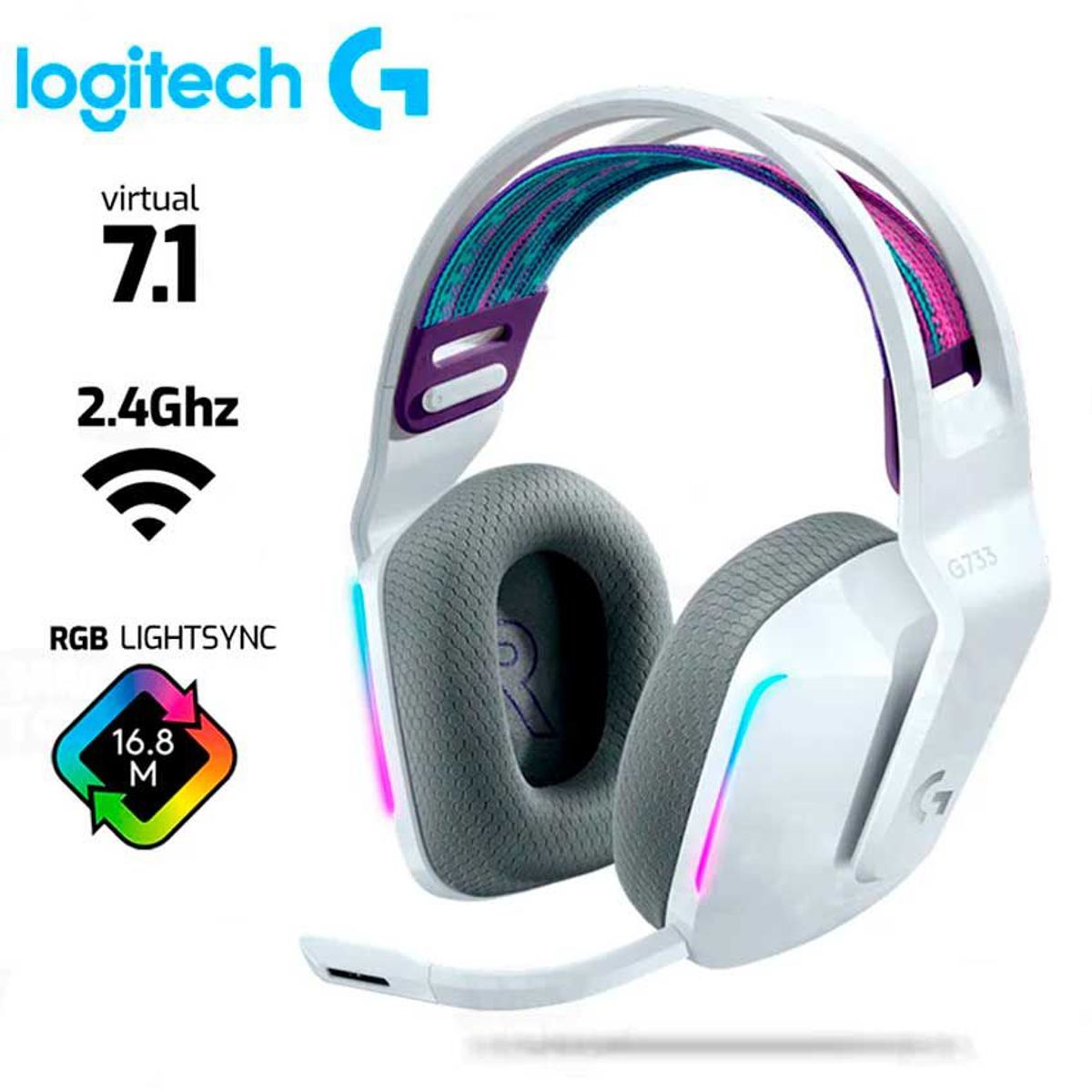 LOGITECH - AUDIFONO LOGITECH G733 INALAMBRICO RGB BLANCO