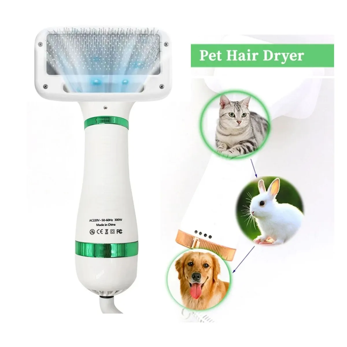 ROSH - Secador Cepillo 2 en 1 para Mascotas Gatos Perros