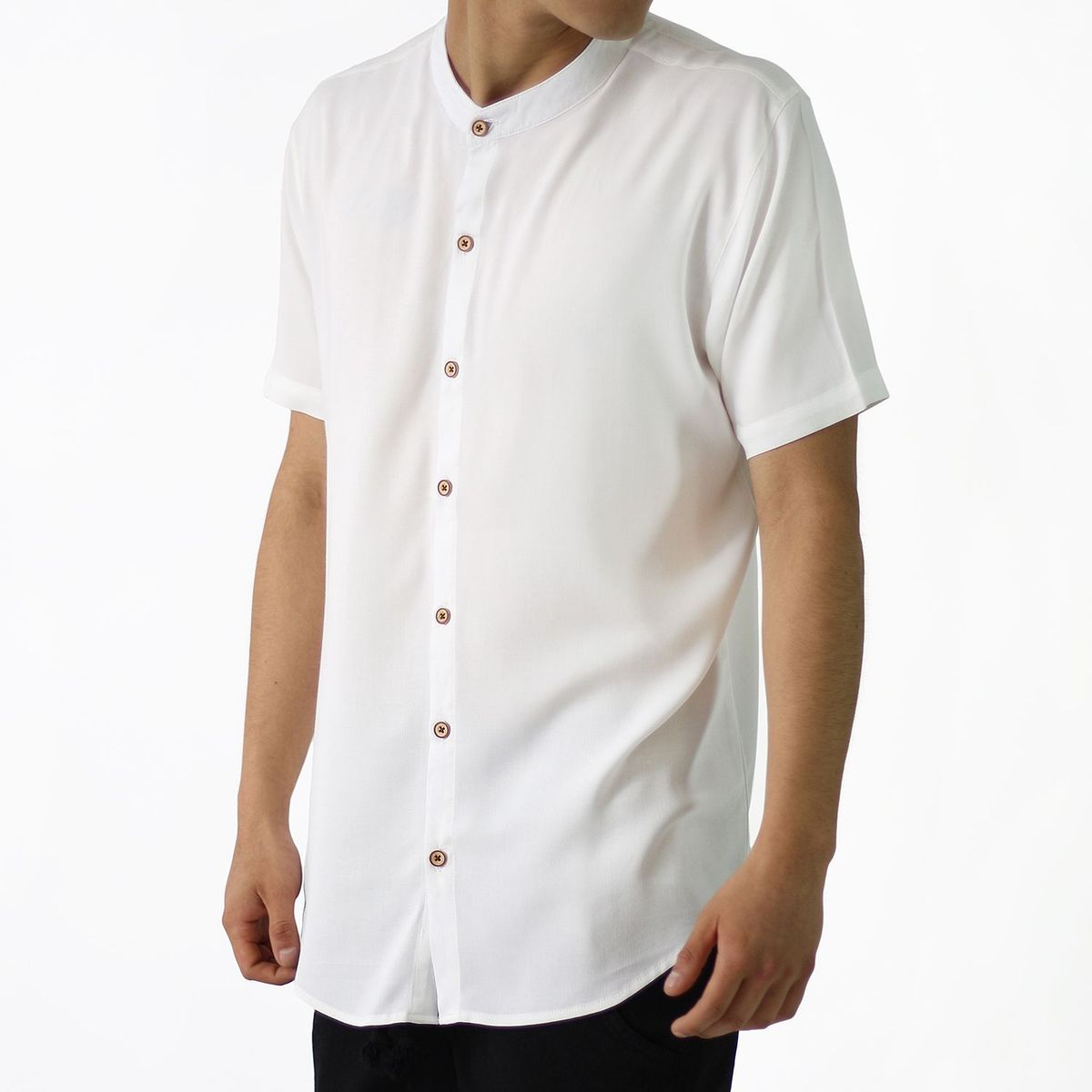 AMERICAN EXCHANGE - Camisa Cuello Neru Blanco De Hombre Slim Fit - American Exchange