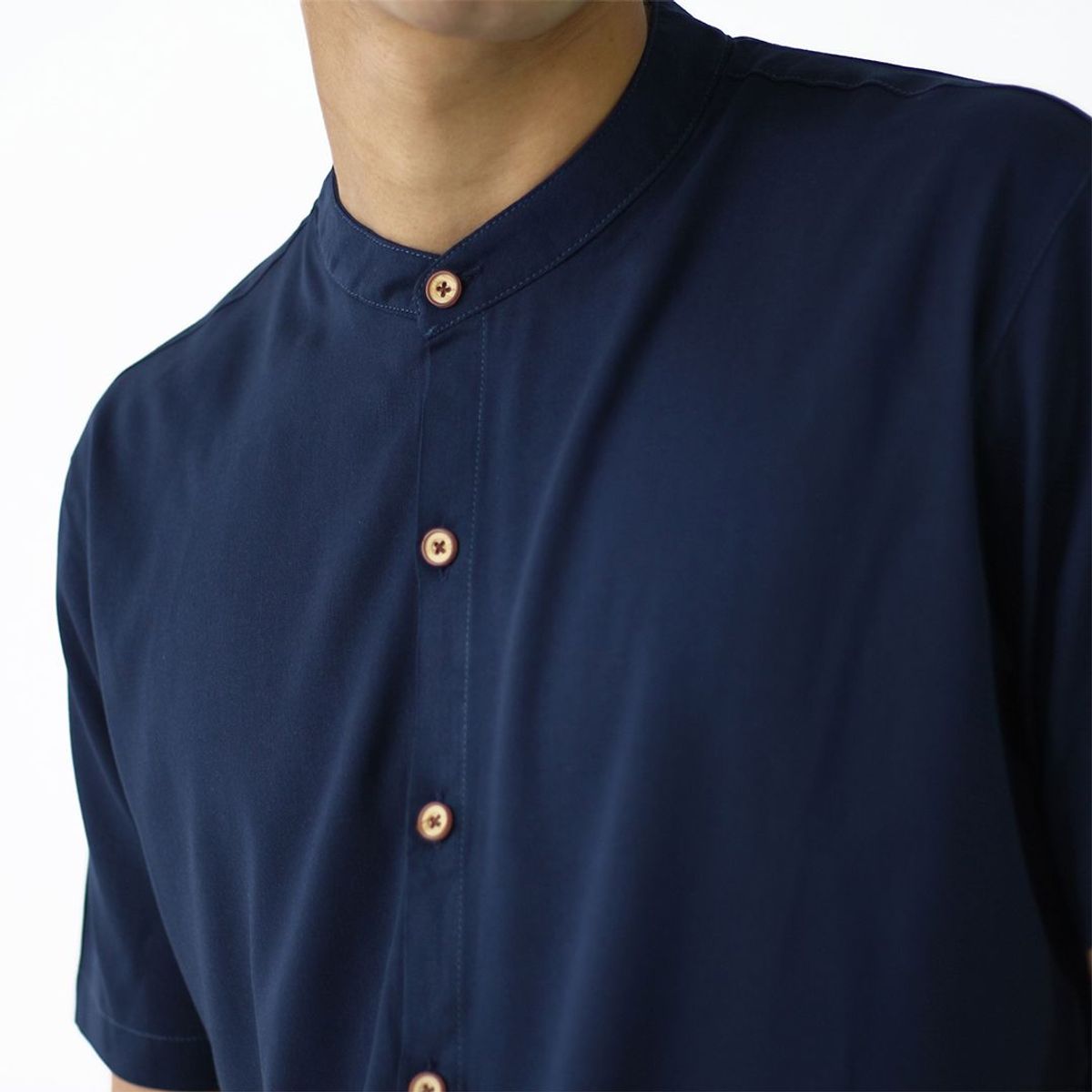 AMERICAN EXCHANGE - Camisa Cuello Neru Azul De Hombre - American Exchange