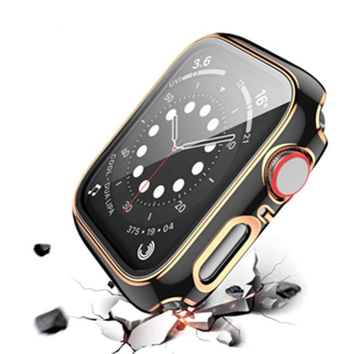 GENERICO - Correa Elástica Lisa + Case Bumper para Apple Watch 40mm - Negro
