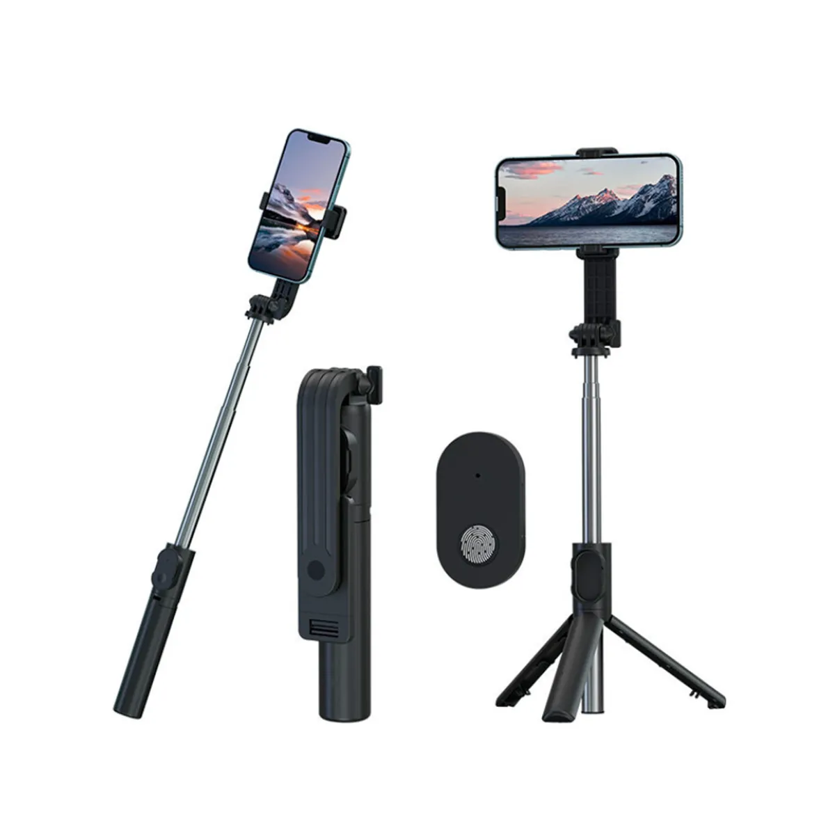 GENERICO - Tripode Bluetooth Selfie Stick Para Lives Stream y Grabaciones WEP-P20S - NEGRO