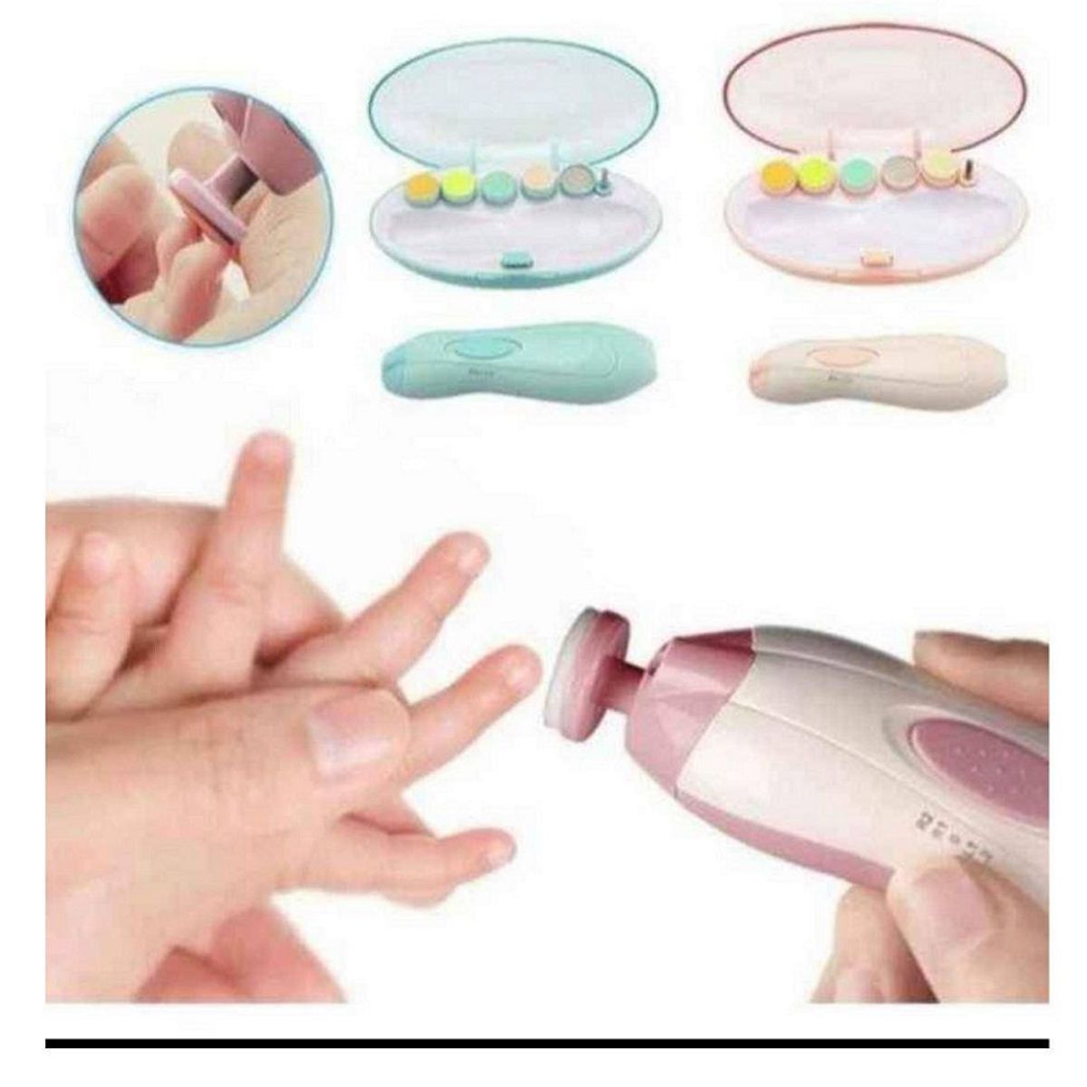 GENERICO - Corta Úñas Pulidor Manos Pies 6 Limas  Para Bebe Rosado