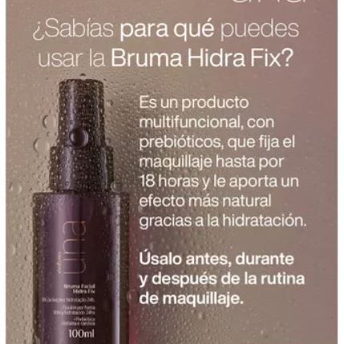 NATURA - FIJADOR DE MAQUILLAJE Hidratante Hidra Fix Natura Una