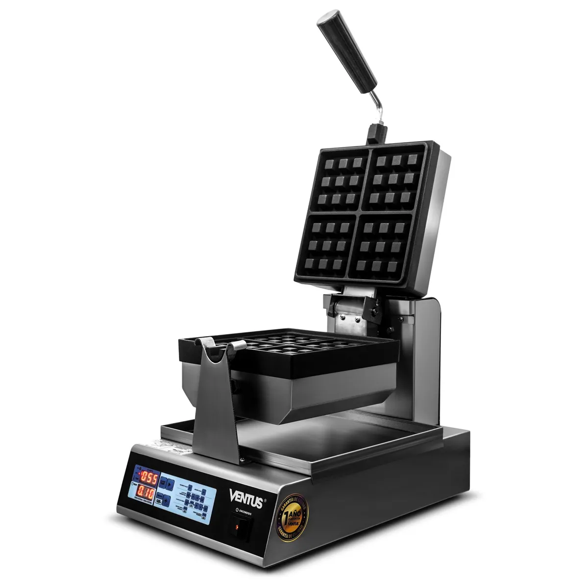 VENTUS - Ventus Wafflera eléctrica cuadrada- Giratoria 180°C- Negro- VWEC-1