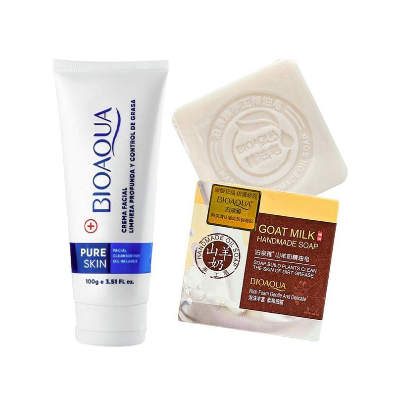 BIOAQUA - Crema Facial Antiacné Pure Skin + Jabón Leche de Cabra