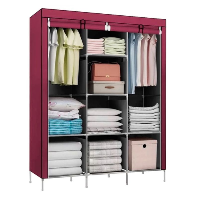 GENERICO - Ropero Organizador Armario Closet Armable 3 Cuerpos Guinda