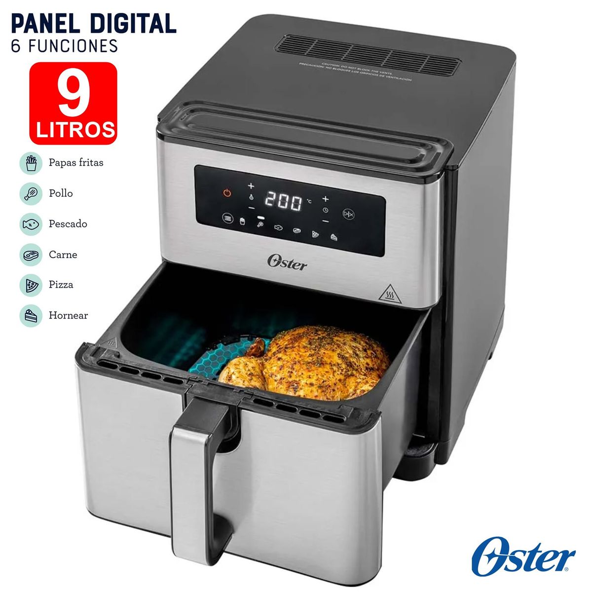 OSTER - Freidora de Aire Digital CKSTAF90D 9 Litros