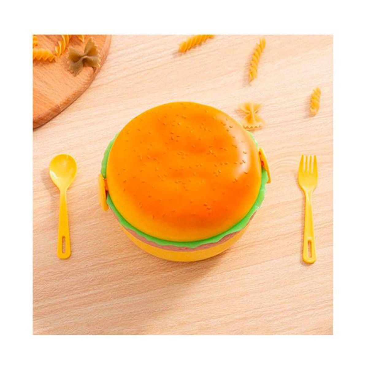 GENERICO - Táper Lonchera Modelo Hamburguesa 2 Divisiones Con Cubierto