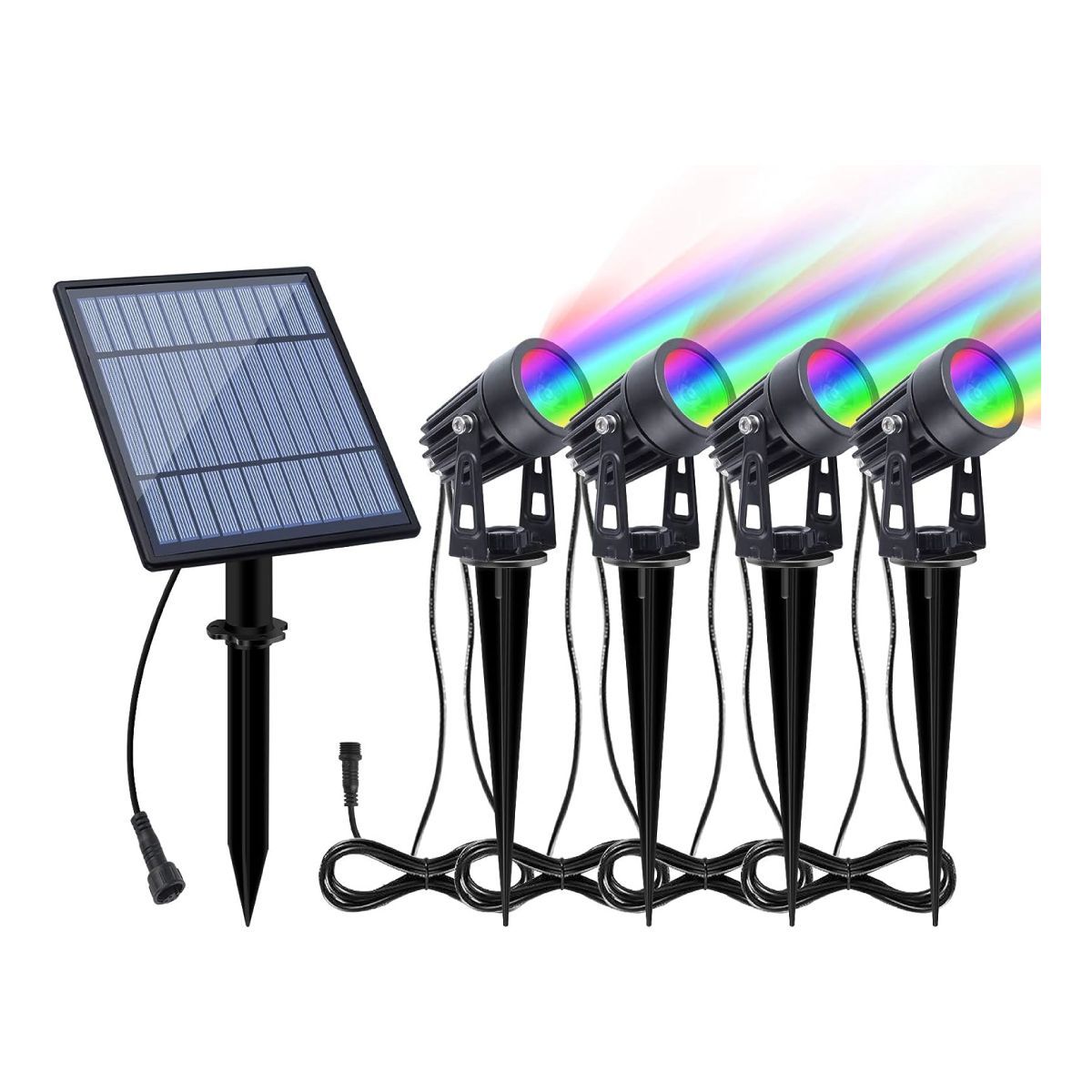 IMPORTADO MC - SPOT ESTACA X4 RECARGABLE CON ENERGÍA LUZ RGB MULTICOLOR