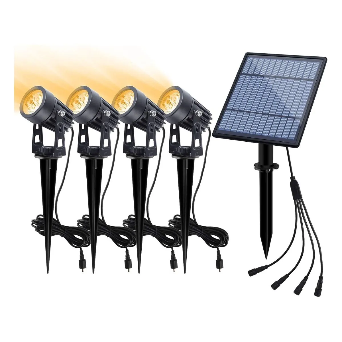 IMPORTADO MC - SPOT ESTACA X4 RECARGABLE CON ENERGÍA LUZ AMARILLA