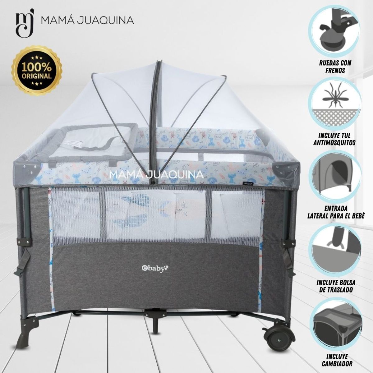 EBABY - Cuna de Lujo «MAYER» Edición Limitada Light Blue