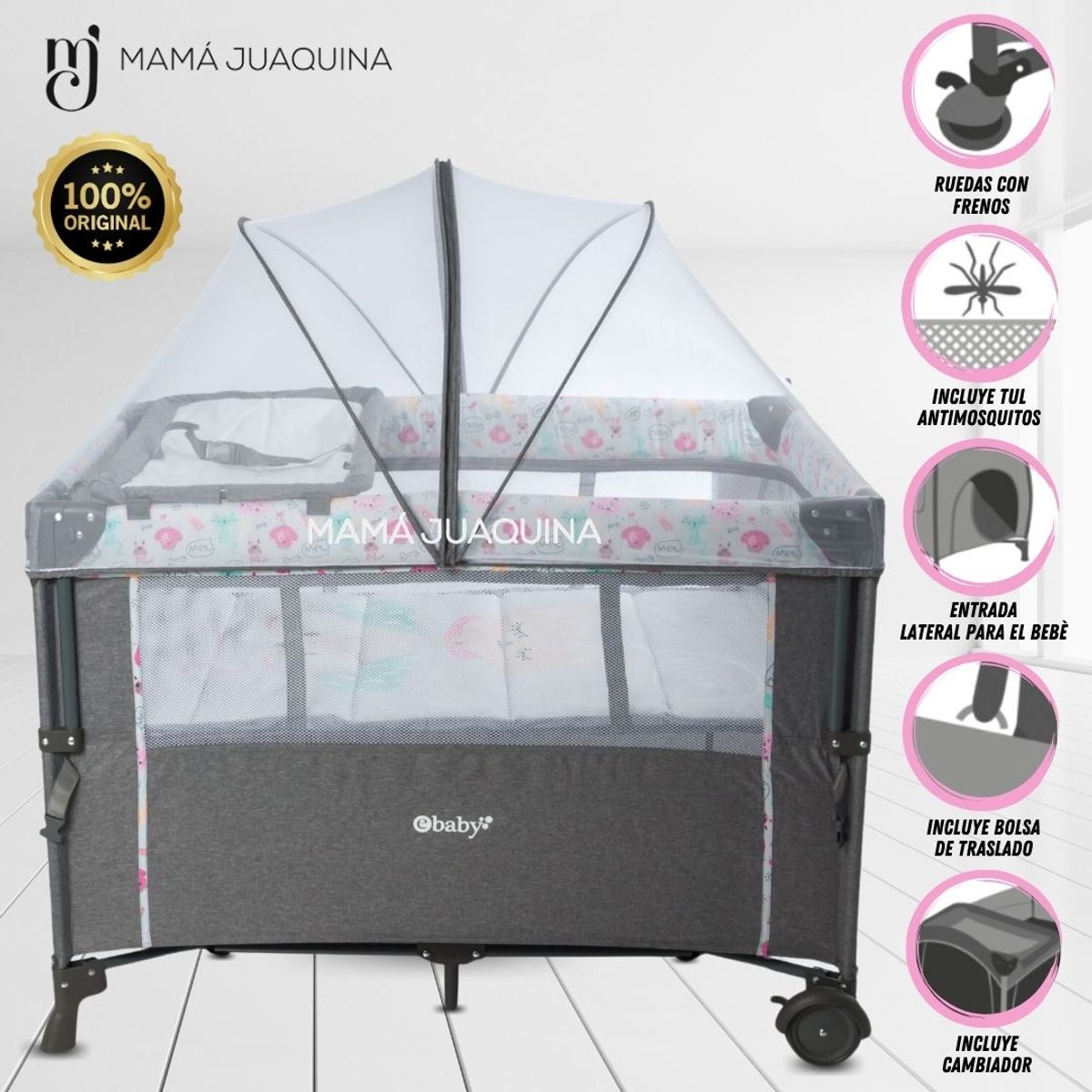 EBABY - Cuna de Lujo «MAYER» Edición Limitada Light Pink