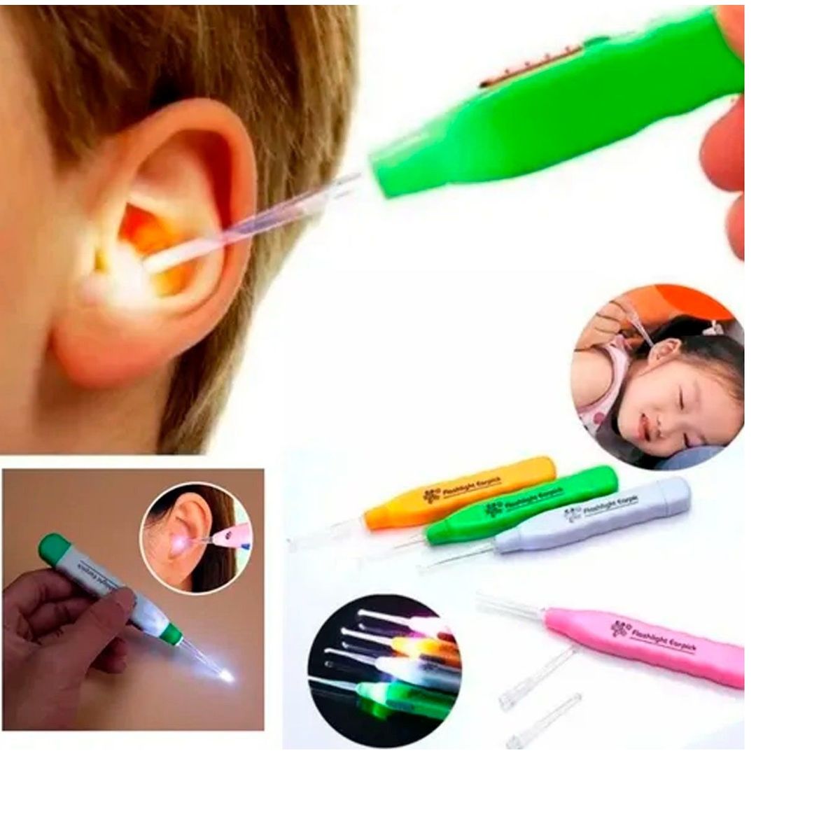 GENERICO - Limpiador de oídos para bebes y niños con luz LED
