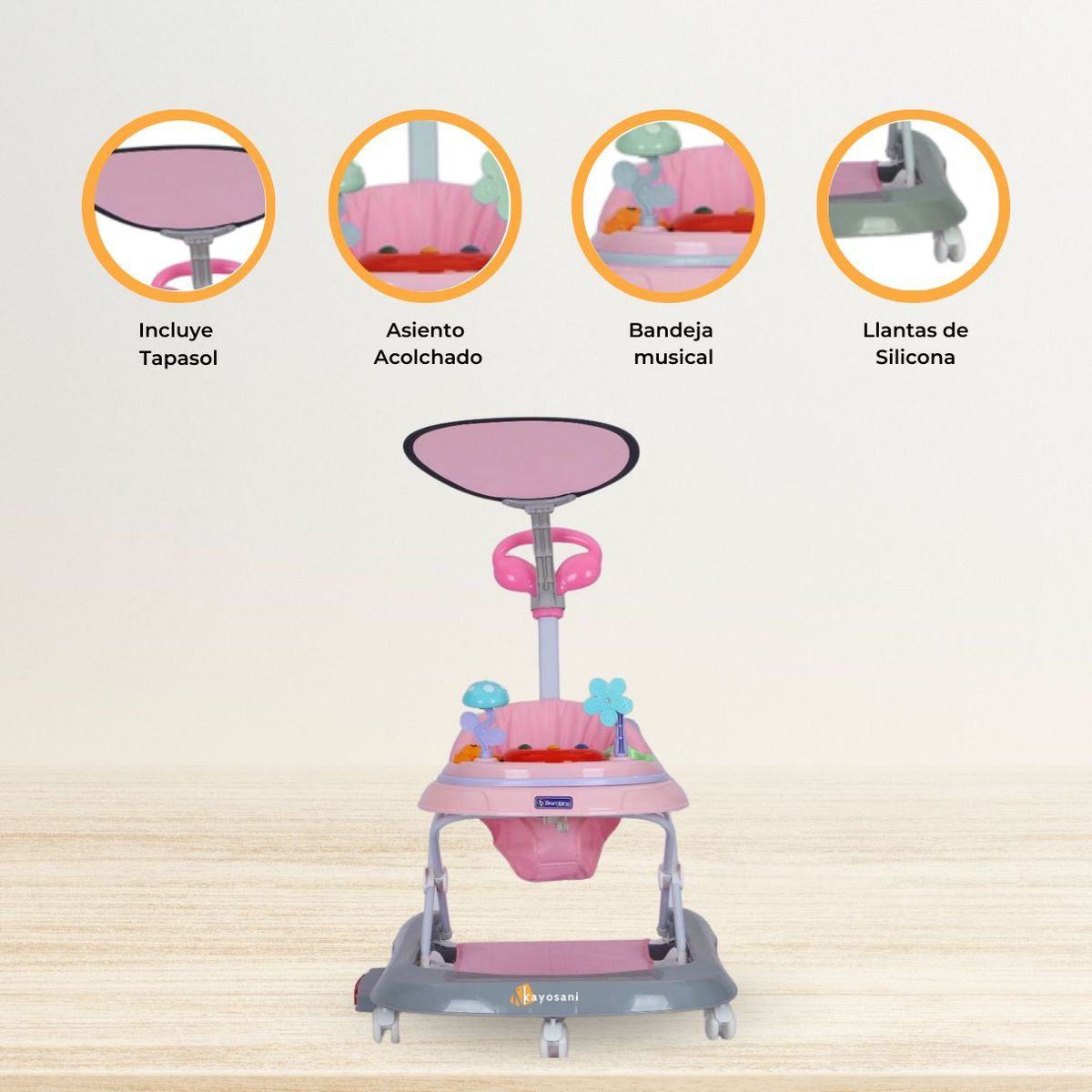 BAMBINO - Andador Mecedora 4 en 1 «BAMBINO X5» Pink