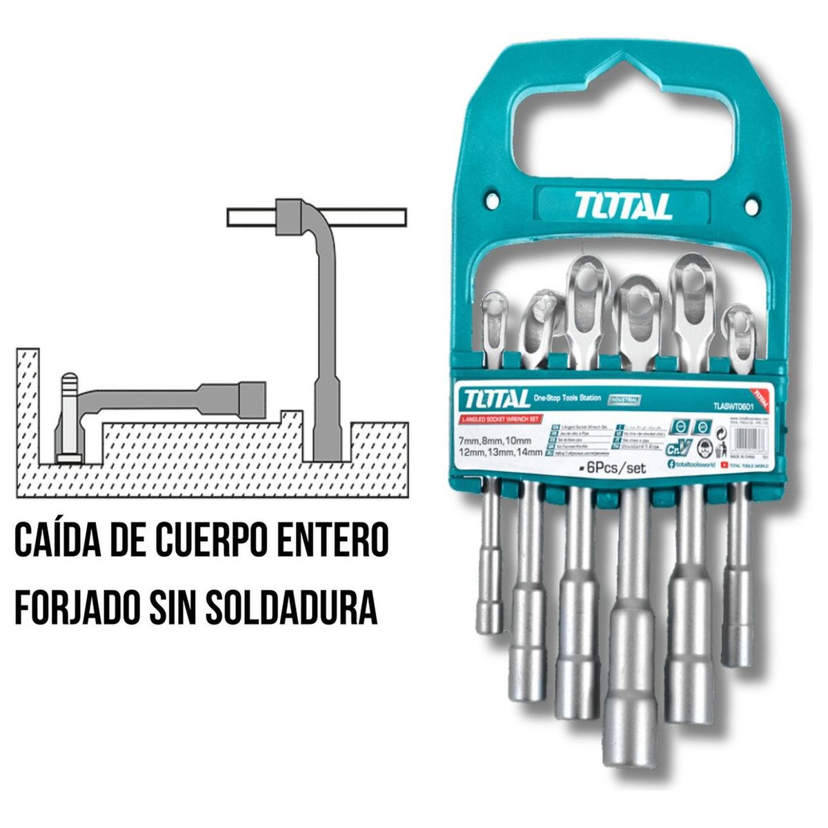 Total Tools - Juego de dados hexagonal en llave 6 piezas Total