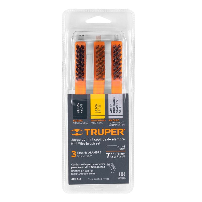 TRUPER - Juego de 3 Mini Cepillos de Alambre 28 pinceles, TRUPER 10652