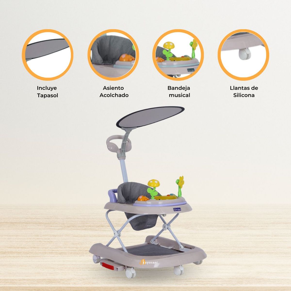 BAMBINO - Andador Mecedora 4 en 1 «BAMBINO X5» Kakhi