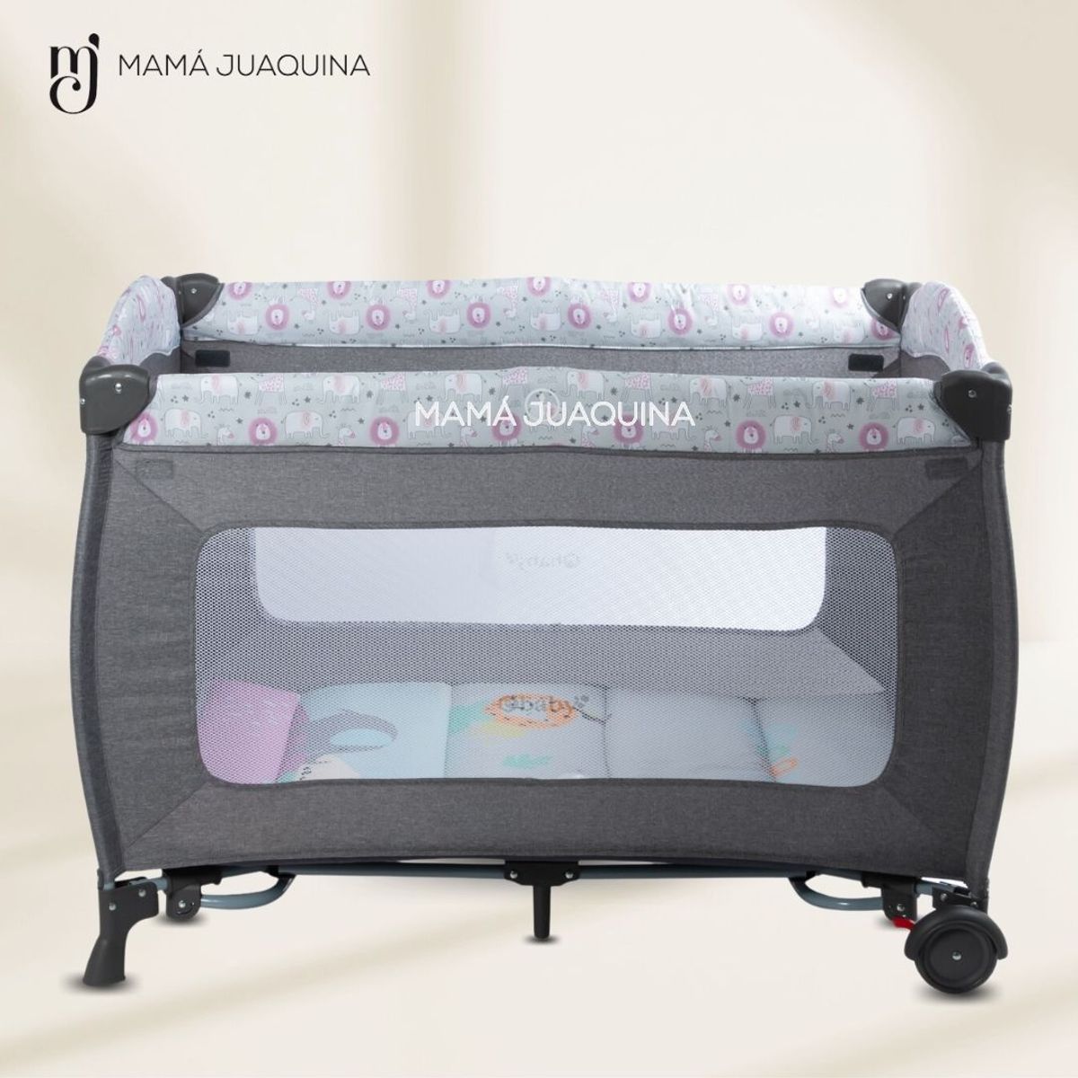 EBABY - Cuna Corral de Lujo «KENDALL» Edición Limitada Gray-Pink
