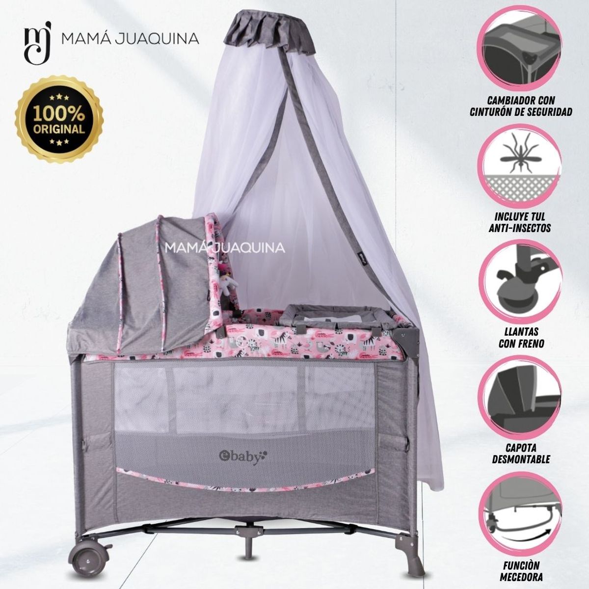 EBABY - Cuna Corral de Lujo «FIYI» Edición Limitada Pink
