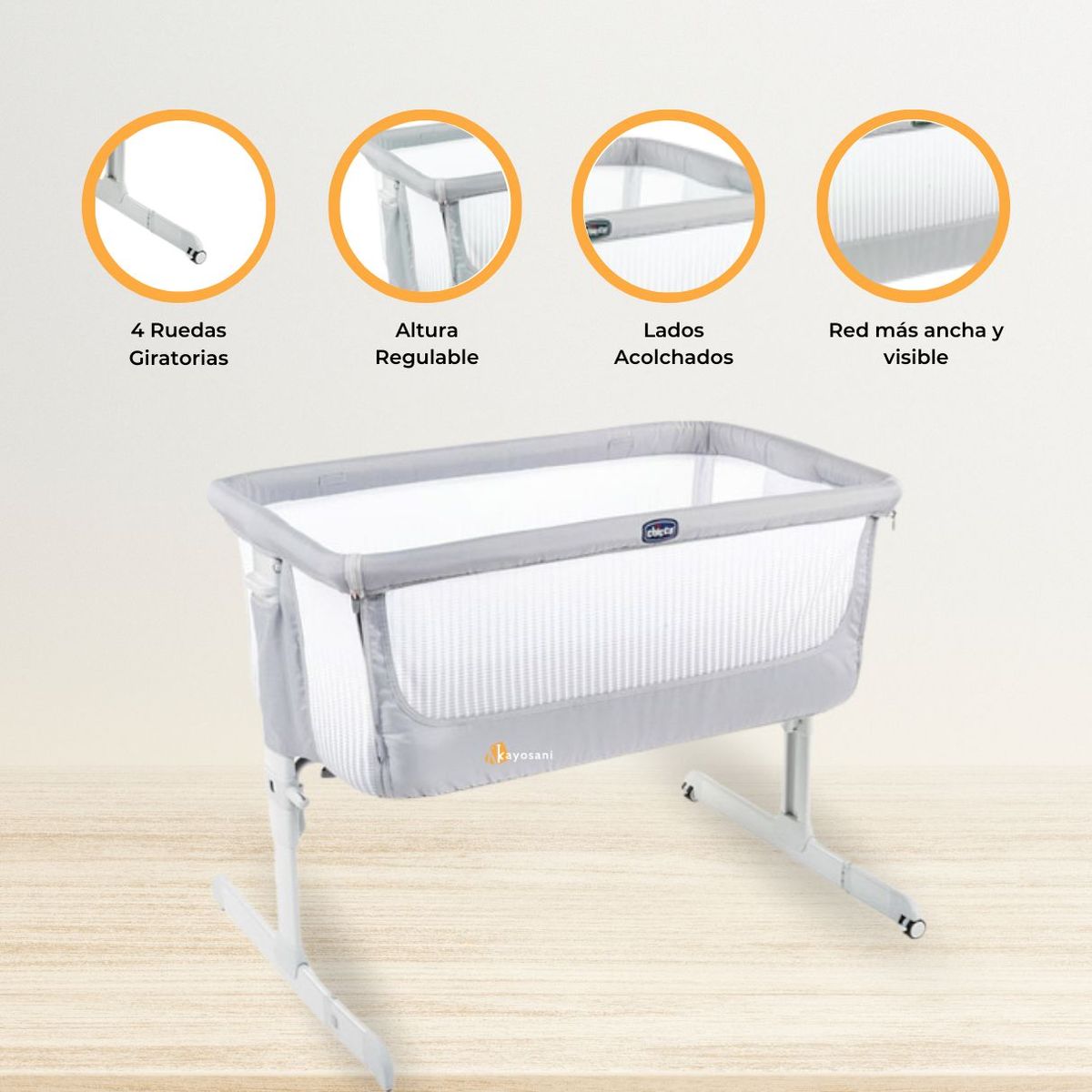 CHICCO - Cuna Co-Sleeping «NEXT2ME AIR STONE» Grey
