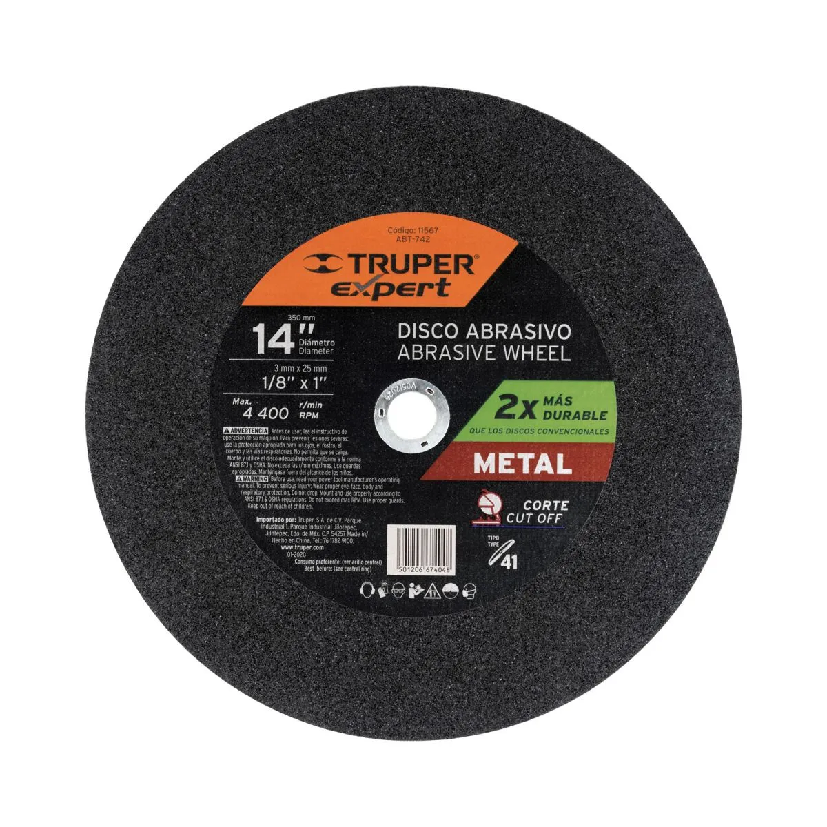 Truper - Disco de Corte Metálico 14" x 3 mm, TRUPER Expert