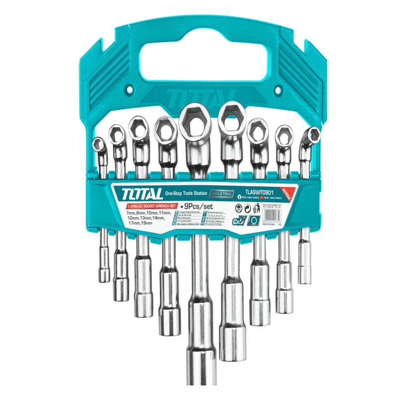 TOTAL TOOLS - Juego de dados hexagonal en llave 9 piezas Total