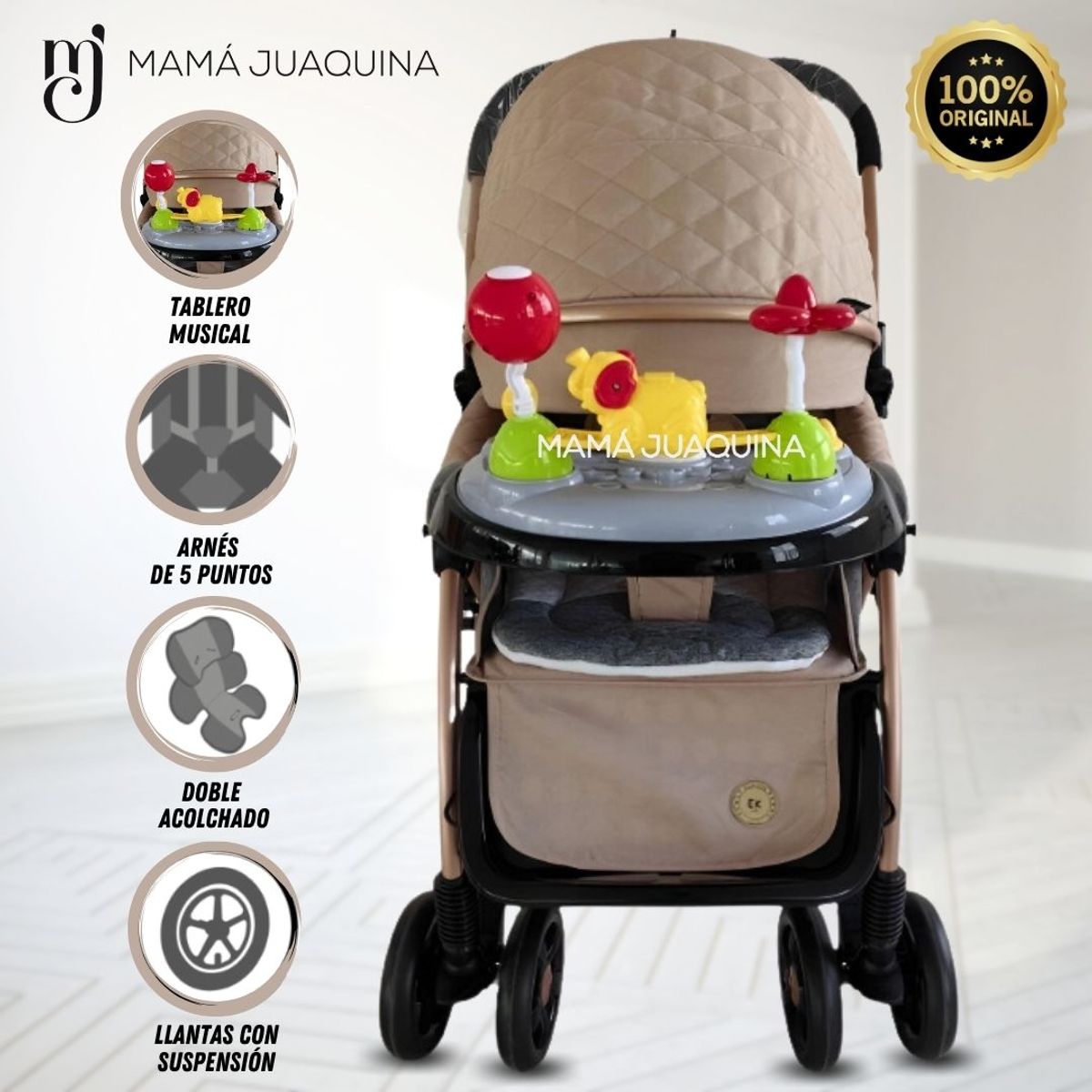 CONFORT - Coche Cuna Musical de Lujo «SUMMER DREAM» Beige