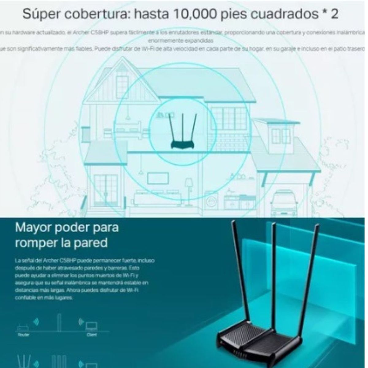 TP LINK - Router Rompemuro Dual Band Ac1350 Archer C58hp Tp.