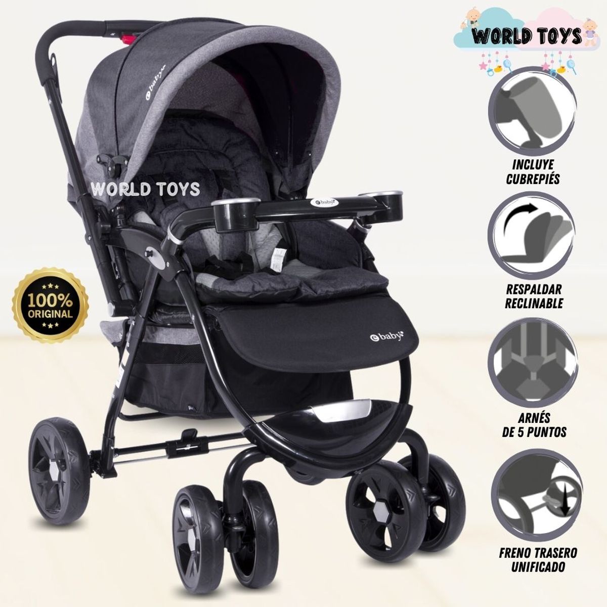 EBABY - Coche Cuna de Lujo «AMBANI» Edición Limitada Gray