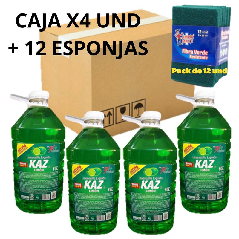 GENERAC - LAVAVAJILLA  KAZVEL X4 UND AROMA LIMÓN + 12 ESPONJAS